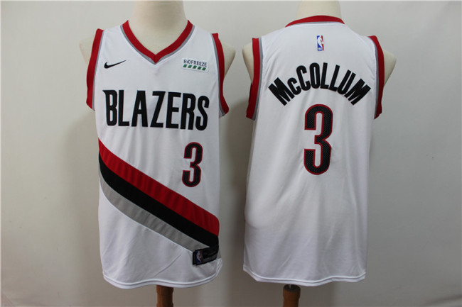 Nike Portland Trail Blaze 3 CJ McCollum Basketball Jersey White Fan With sponsorship trademark