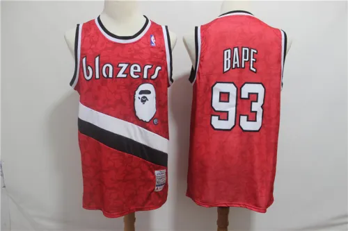 Comfortable Monkey Portland Trail Blaze 93 BAPE Red Jersey