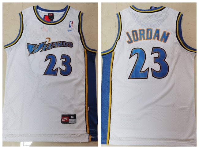 Washington Wizards 23 Michael Jordan Basketball Jersey White Retro