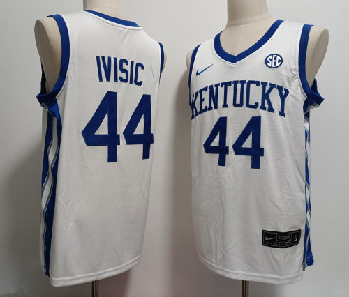 Kentucky Wildcats 44 Zvonimir Ivisic College Basketball Jersey White