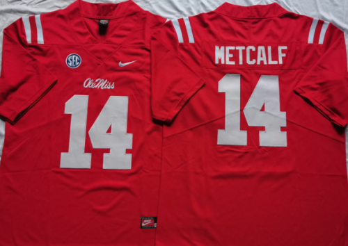 Ole Miss Rebels 14 D.K. Metcalf College Football Jersey Red