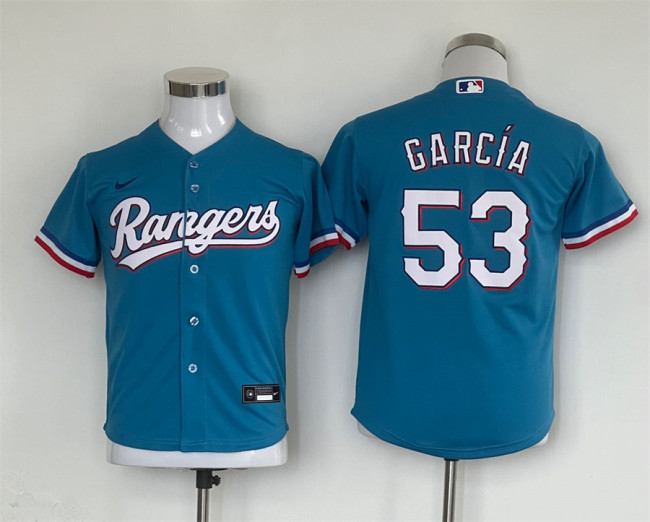 Youth Nike Texas Rangers 53 Adolis García Baseball Jersey Blue