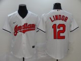 Nike Cleveland indians 12 Francisco Lindor Baseball Jersey White Fan