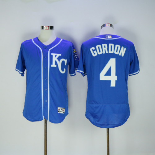 Kansas City Royals 4 Alex Gordon Flexbase Baseball Jersey Blue