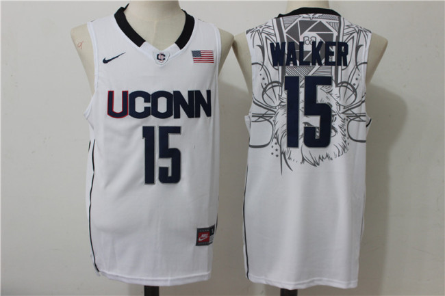 Uconn Huskies 15 Kemba Walker College Basketball Jersey White