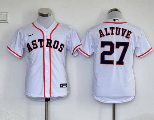 Youth Nike Houston Astros 27 Jose Altuve Baseball Jersey White