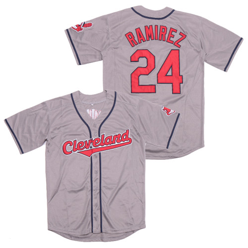 Cleveland indians 24 Jose Ramirez Baseball Jersey Gray Retro