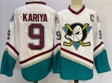 Anaheim Ducks 9 Paul Kariya Ice Hockey Jersey White Retro