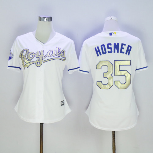 Women Kansas City Royals 35 Eric Hosmer Baseball Jersey White Champion