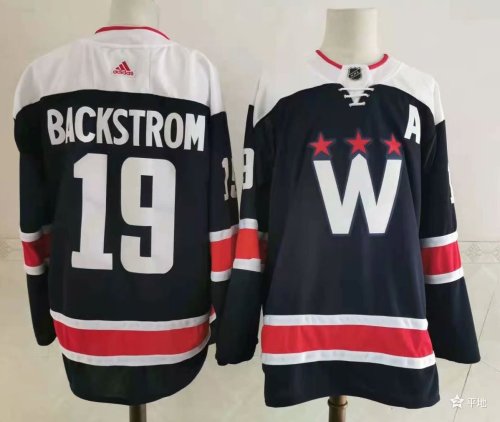 Adidas Washington Capitals 19 Nicklas Backstrom Ice Hockey Jersey Nany Blue