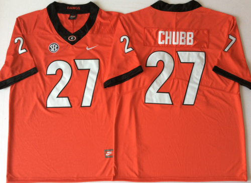 Georgia Bulldogs 27 Nick Chubb College Limited Football Jersey Red