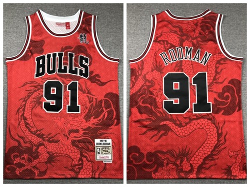 Chicago Bulls the Year of the Loong 91 Dennis Rodman Basketball Jersey Red