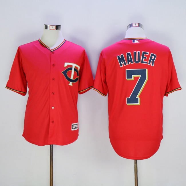 Minnesota Twins 7 Joe Mauer Baseball Jersey Red Fan version