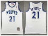 Minnesota Timberwolv 21 Kevin Garnett Basketball Jersey White Retro