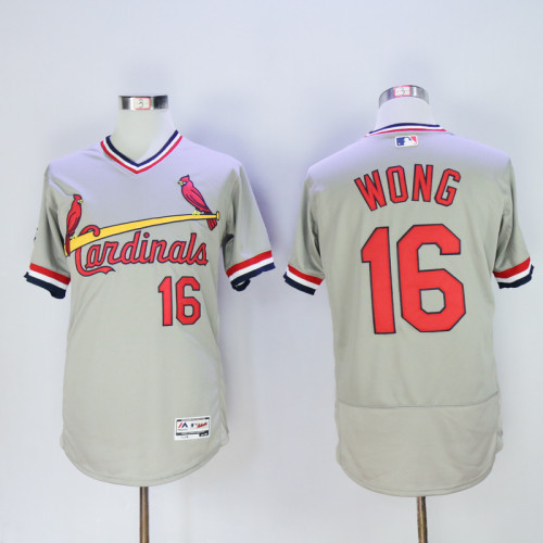 St.Louis Cardinals 16 Kolten Wong Flexbase Baseball Jersey Gray