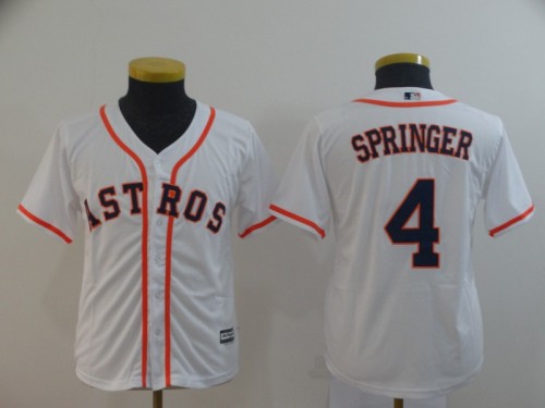 Youth Houston Astros 4 George Springer Baseball Jersey White