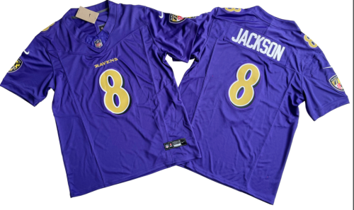 Baltimore Ravens 8 Lamar Jackson Football Jersey Purple Three Dynasties