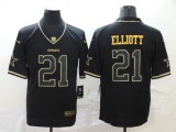 Dallas Cowboys 21 Ezekiel Elliott Football Jersey Legend Black Retro gold character