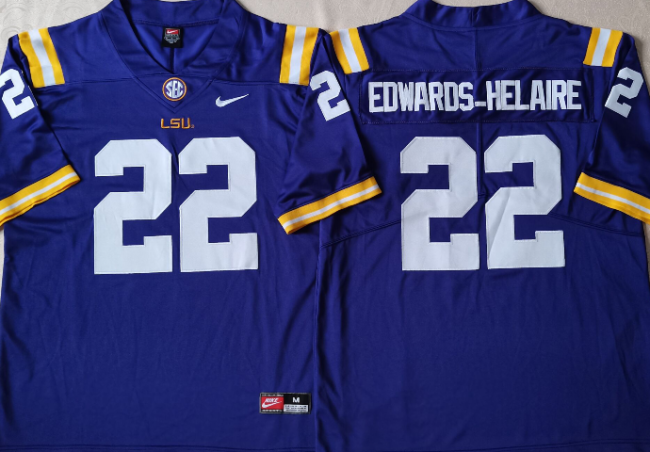 LSU Tigers 22 Clyde Edwards-Helaire College Limited Football Jersey Purple