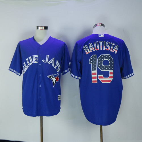 Toronto Blue Jays 19 Jose Bautista Baseball Jersey Blue National flag