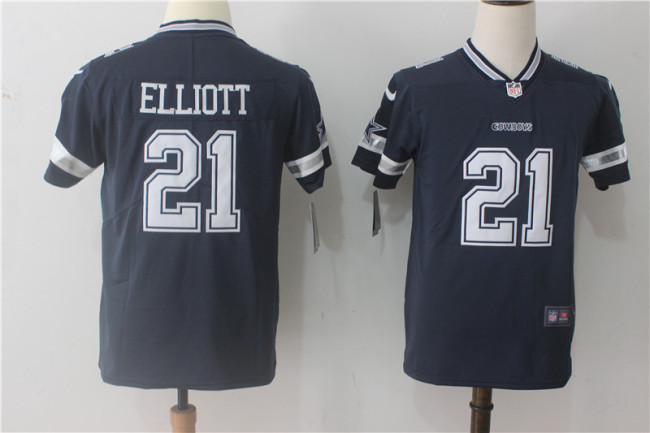 Youth Dallas Cowboys 21 Ezekiel Elliott Football Jersey Legend Navy Blue