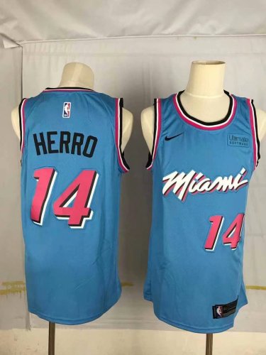 Nike Miami Heat 14 Tyler Herro Basketball Jersey Blue City Edition