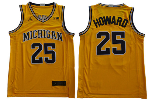 Michigan Wolverine 25 Juwan Howard College Basketball Jersey Yellow