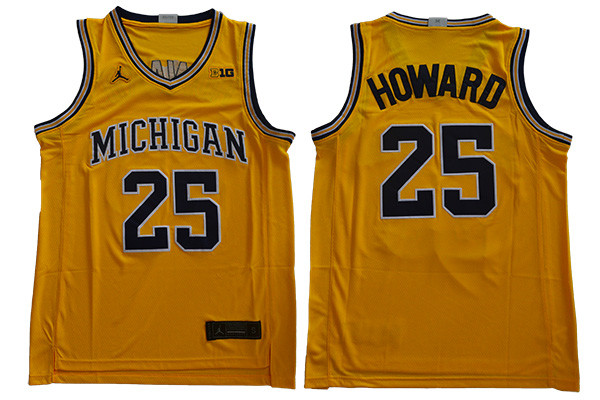 Michigan Wolverine 25 Juwan Howard College Basketball Jersey Yellow