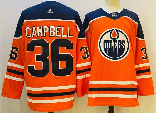 Adidas Edmonton Oilers 36 Jack Campbell Ice Hockey Jersey Orange