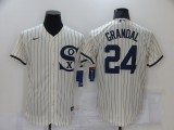 Nike Chicago White Sox 24 Yasmani Grandal Baseball Jersey Beige