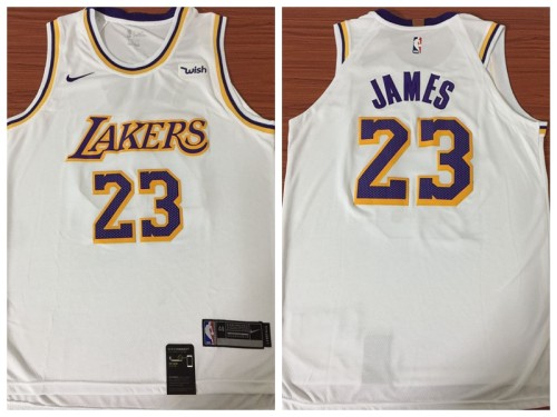 Nike Circular collar Los Angeles Lakers 23 LeBron James Basketball Jersey White Player