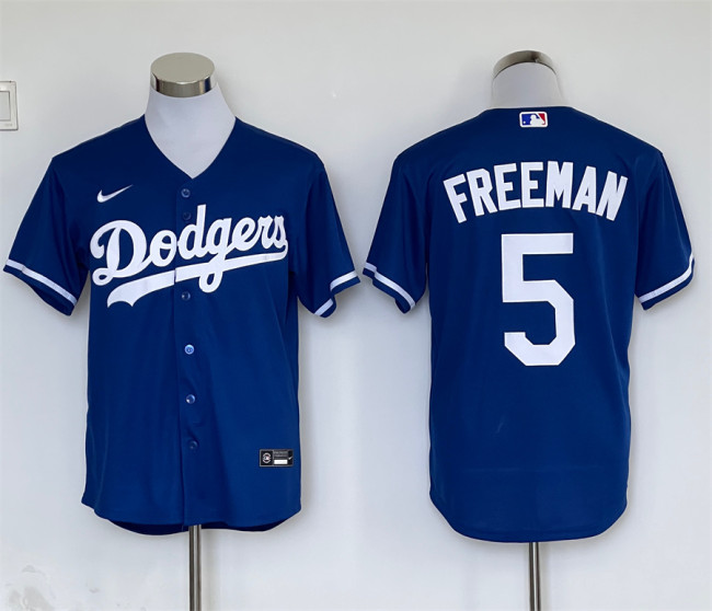 Nike Los Angeles Dodgers 5 Freddie Freeman Baseball Jersey Blue