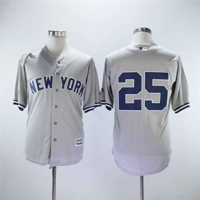New York Yankees 25 Gleyber Torrese Baseball Jersey Gray Fan