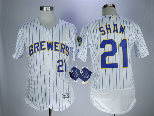 Milwaukee Brewers 21 Travis Shaw Flexbase Baseball Jersey White