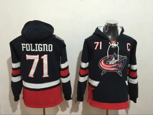 Classic Columbus Blue Jacket 71 Nick Foligno Ice Hoodies Hockey Jersey  Black