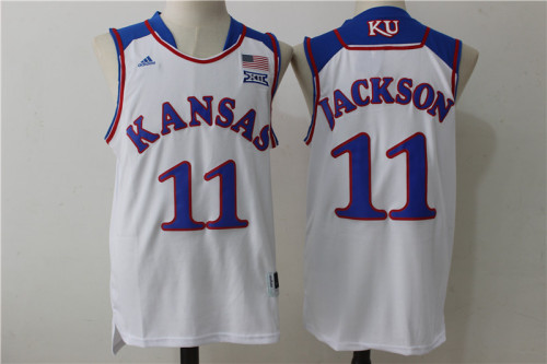 Kansas Jayhawks 11 Josh Jackson College Basketball Jersey White