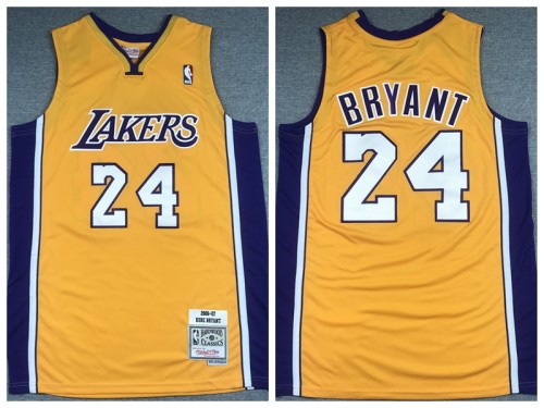 Los Angeles Lakers 24 Kobe Bryant Basketball Jersey Yellow Retro