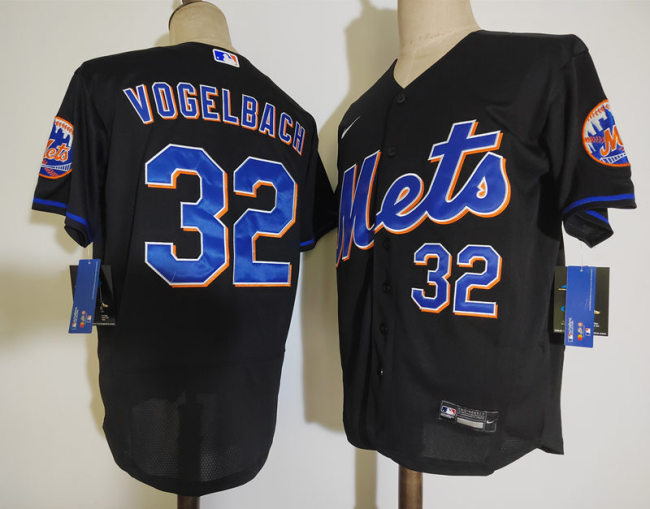 Nike New York Mets 32 Daniel Vogelbach Flexbase Baseball Jersey Black