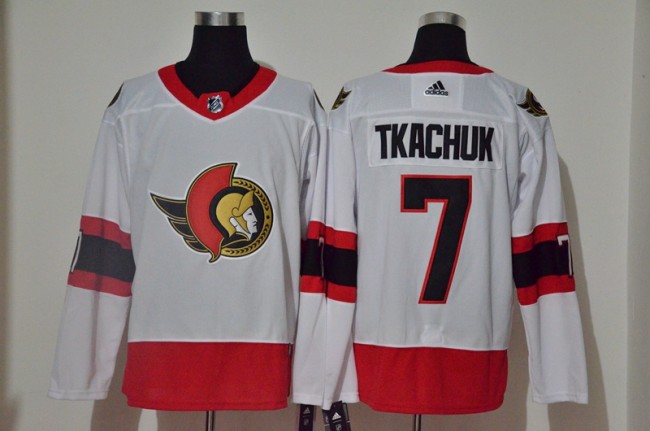 Adidas Ottawa Senators 7 Brady Tkachuk Ice Hockey Jersey White