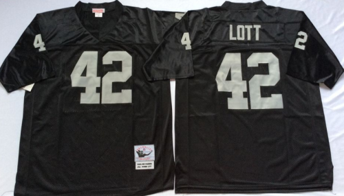 Oakland Raiders 42 Ronnie Lott Football Jersey Black Retro