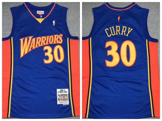 Golden State Warrior 30 Stephen Curry Basketball Jersey Blue Retro