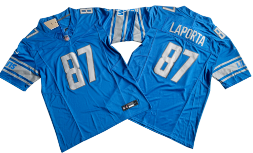 Detroit Lions 87 Sam Laporta Football Jersey Blue Three Dynasties