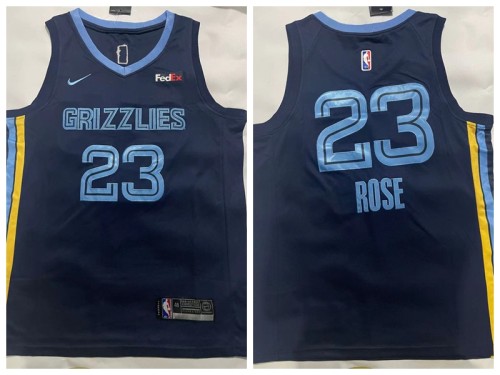 Nike Memphis Grizzlies 23 Derrick Rose Basketball Jersey Navy Blue