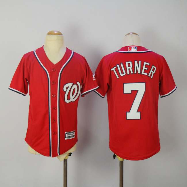 Youth Washington Nationals 7 Trea Turner Baseball Jersey Red