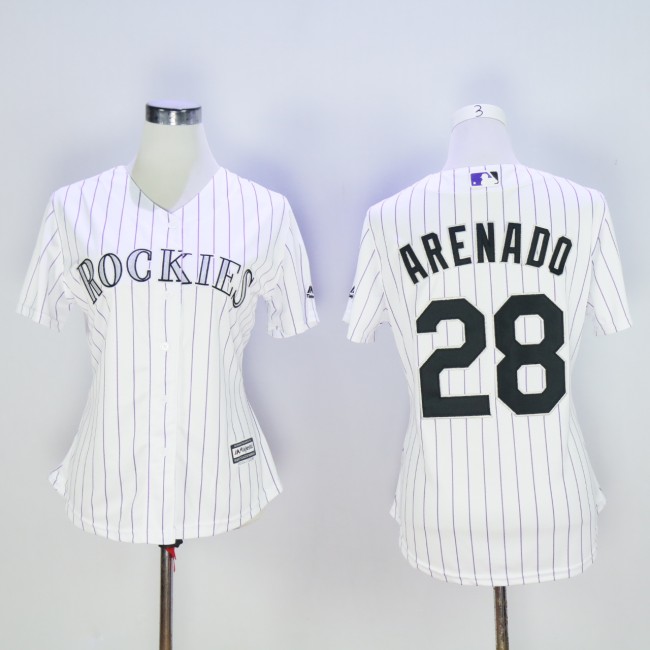 Women Colorado Rockies 28 Nolan Arenado Baseball Jersey White