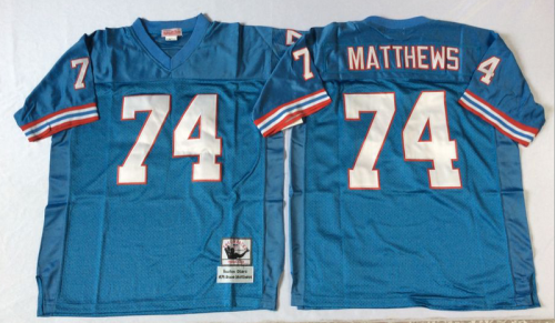 Tennessee Titans 74 Bruce Matthews Football Jersey Blue Retro