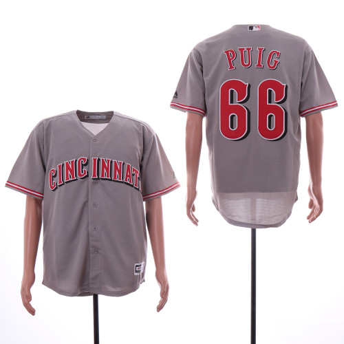 Cincinnati Reds 66 Yasiel Puig Baseball Jersey Gray Fans