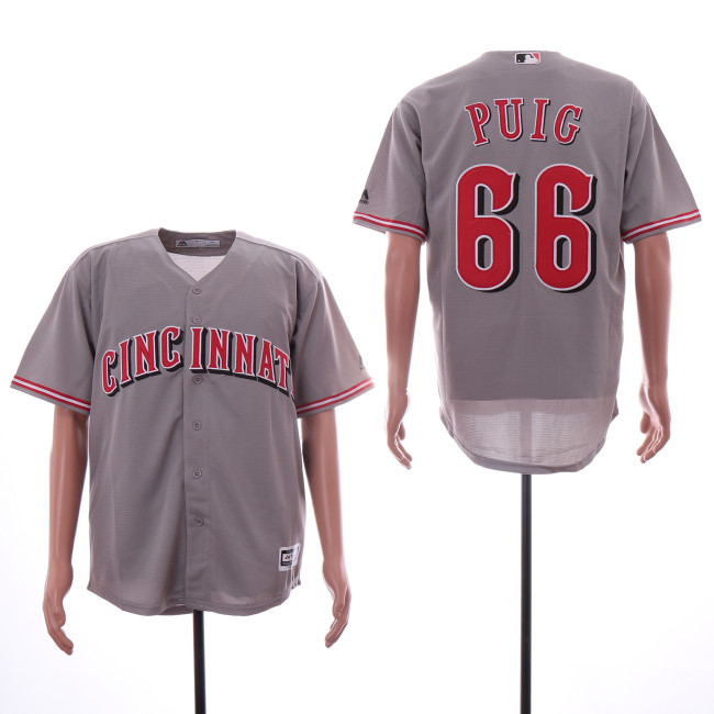 Cincinnati Reds 66 Yasiel Puig Baseball Jersey Gray Fans