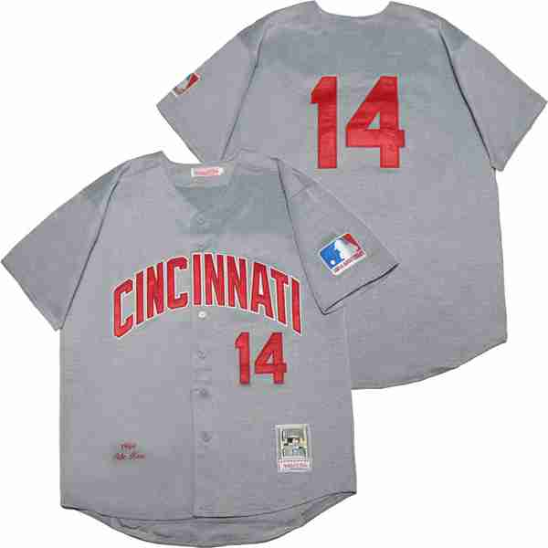 Cincinnati Reds 14 Pete Rose Baseball Jersey Gray Retro