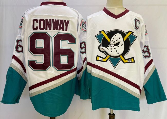Classic Anaheim Ducks 96 Charlie Conway Ice Hockey Jersey White